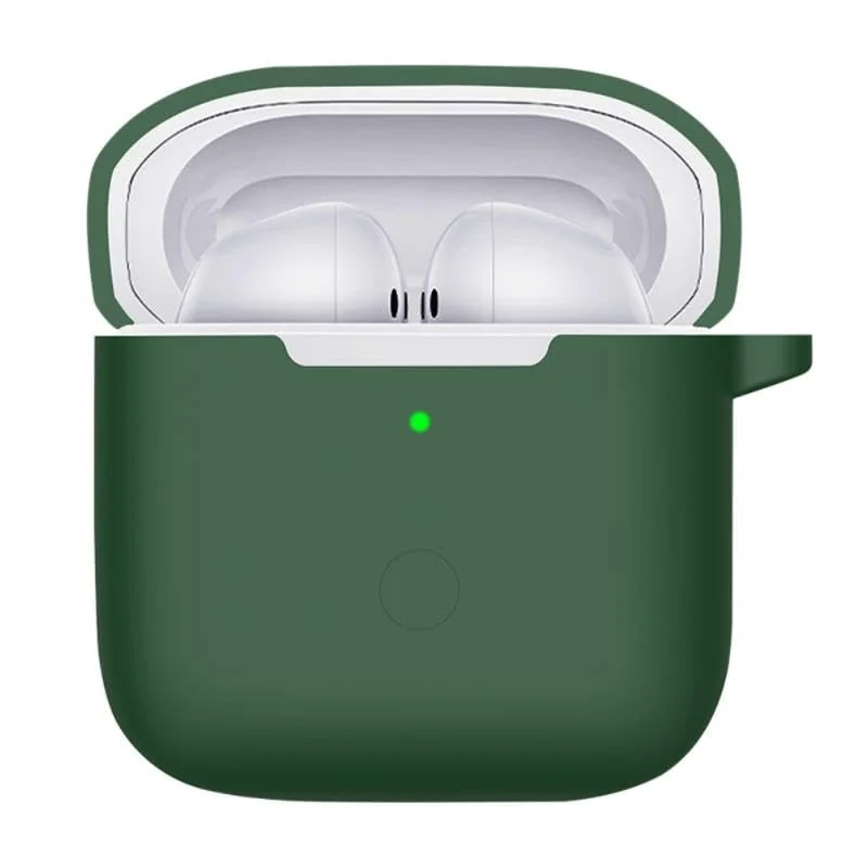 DL3 Mobilak Silicone Case Compatible with Xiaomi Redmi Buds 3 Earbuds, Soft Silicone Protective Case Cover, Shockproof Sleeve with Carabiner - Green