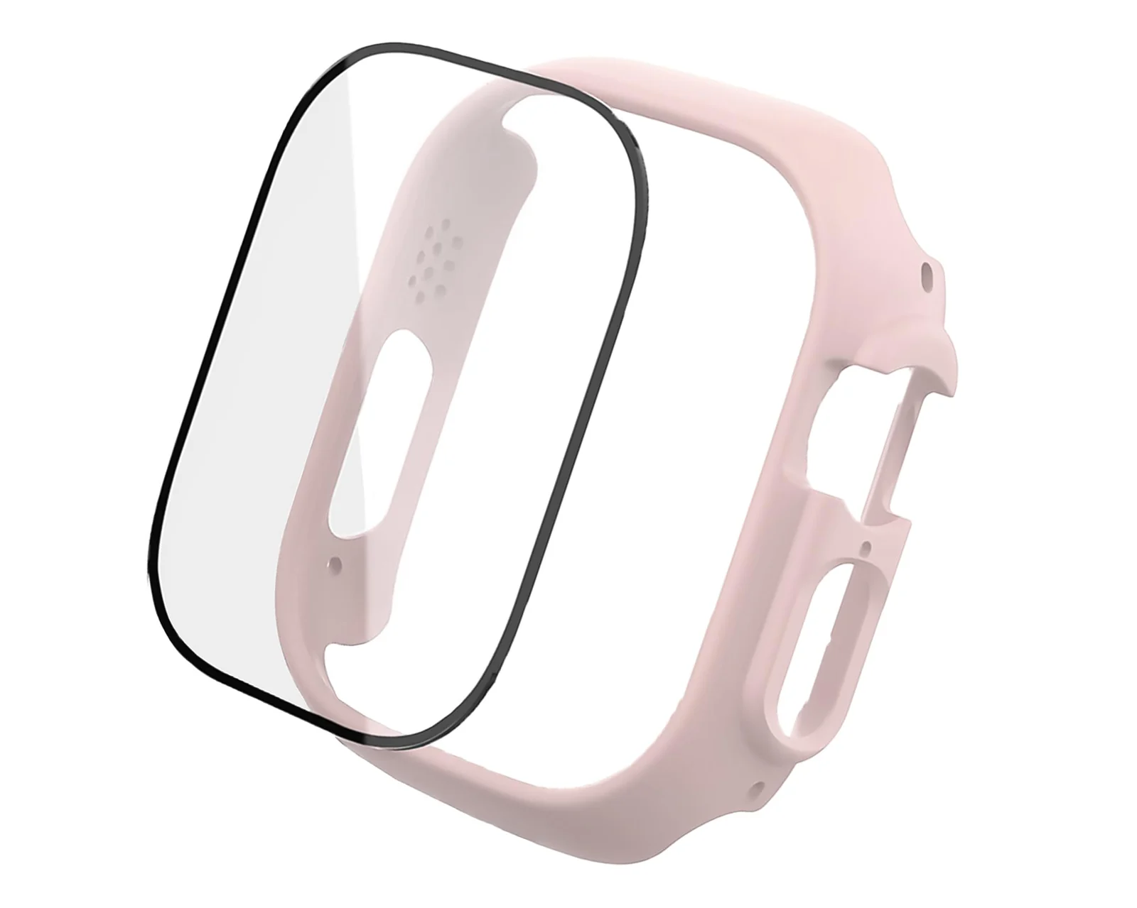 DL3 Mobilak Band with Case For Apple Watch Ultra/Ultra 2 49mm, Adjustable Silicone Sport Wristband Replacement, Strap With Cover Built-in Glass Screen Protector for iWatch Ultra 49 mm - Pink Sand