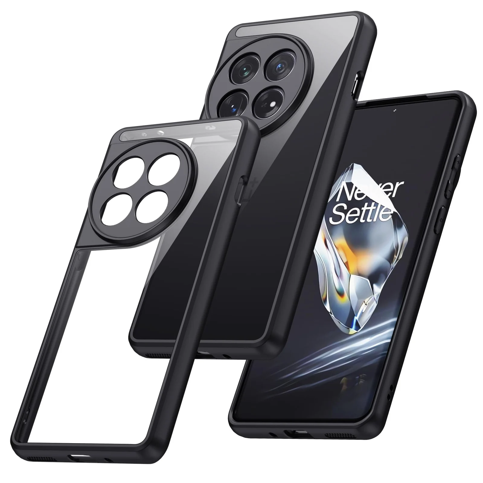 Dl3 Mobilak Compatible with Realme GT5 Pro Case Transparent, Military-Grade Shockproof Anti-Yellowing, Slim Protective Phone Case Full Bumper Cover With Camera Lens Protective - Black