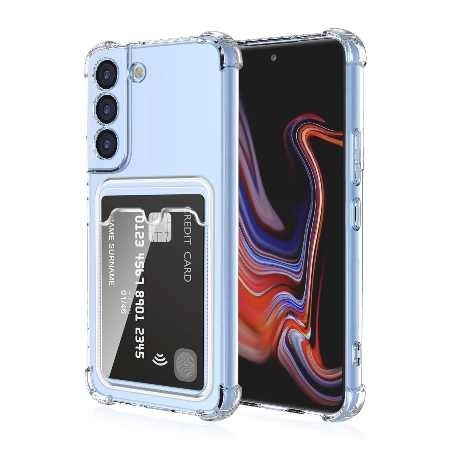 DL3 Mobilak Clear TPU Wallet Case with Card Slot and Camera Protection for Samsung Galaxy S22 - Clear