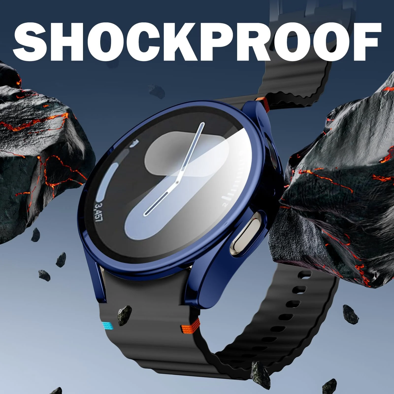 DL3 Mobilak Case for Samsung Galaxy Watch 7 44mm, with Built in Screen Protector, TPU Watch Case, [Full Coverage], Shockproof Cover, High Definition Cover, Protective Case for Watch7 44 mm - Blue