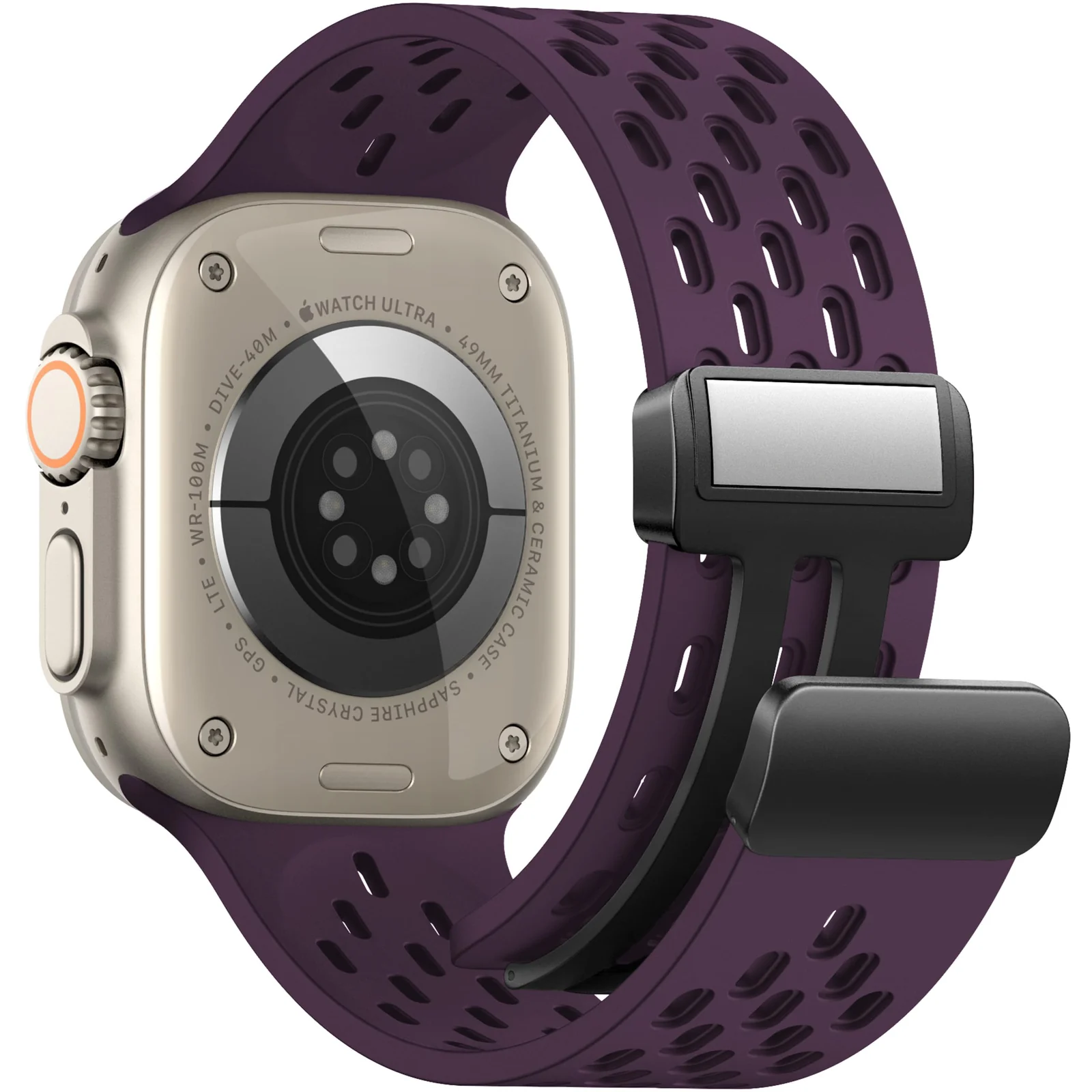 DL3 Mobilak Magnetic Bands for Apple Watch Band 49mm 46mm 45mm 44mm 42mm, Soft Silicone Magnetic Buckle Breathable Sport Watch Strap for iWatch Ultra2 Ultra SE SE2 Series 10 9 8 7 6 5 4 3 2 1 - Deep Purple