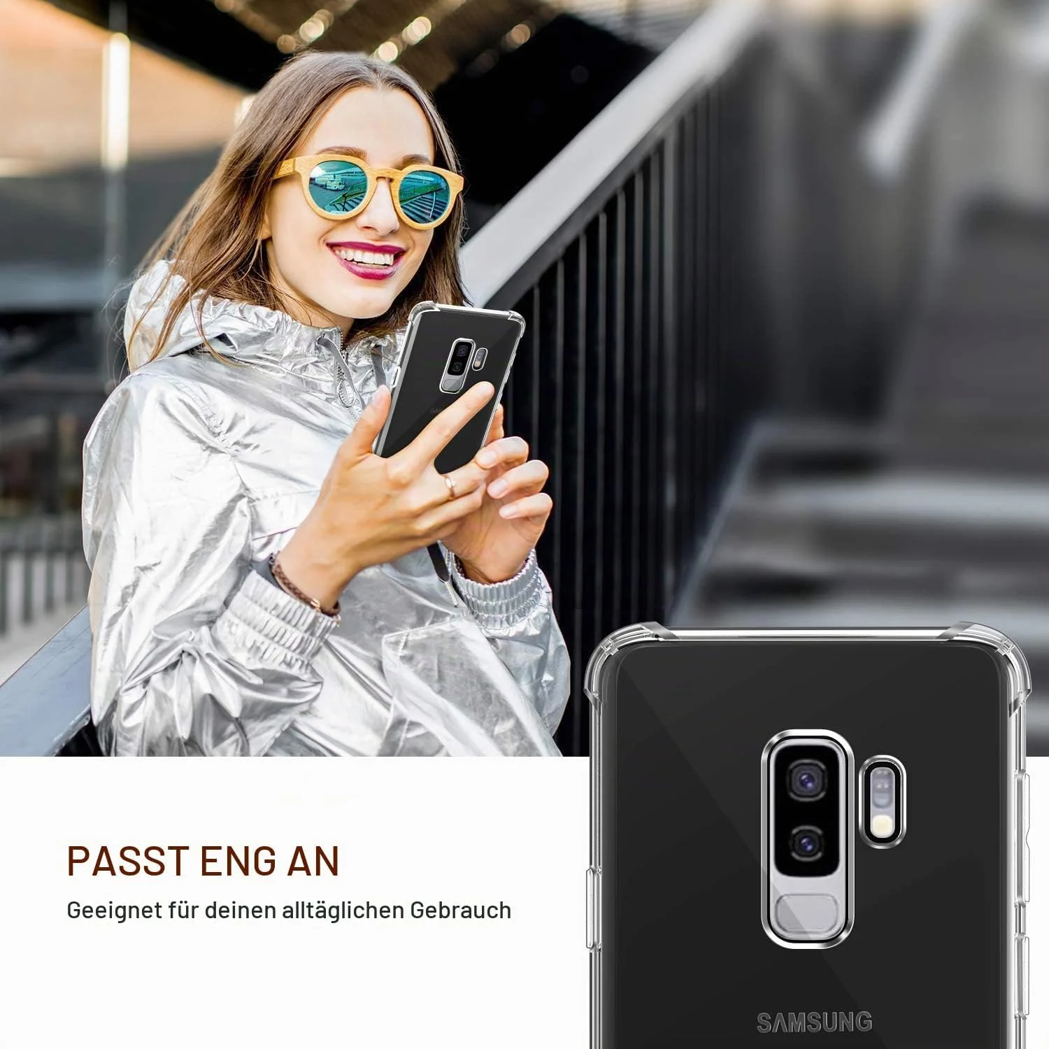 DL3 MOBILAK Anti-Shock Transparent TPU Phone Case for Samsung Galaxy S9 Plus, Clear