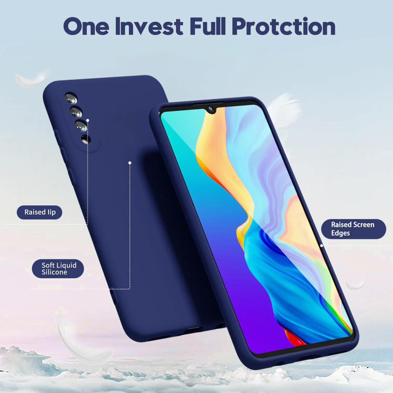 DL3 Mobilak Liquid Silicone Protective Case for Xiaomi Mi 9 Lite with Microfiber Lining and Shockproof Design - Blue 2