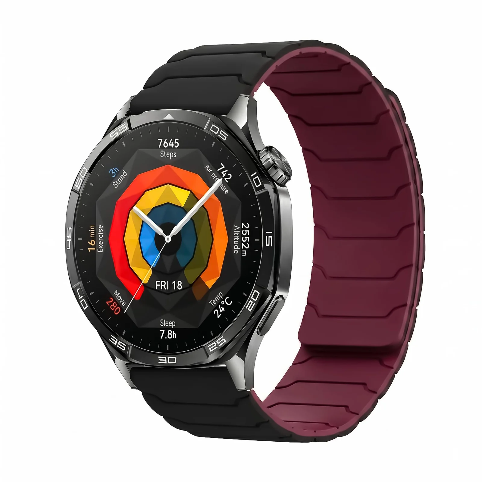 DL3 Mobilak 22mm Silicone Magnetic Strap for Xiaomi Redmi Watch 5 Active/5 Lite/Samsung Galaxy Watch 46mm/Watch 3 45mm/Gear S3/Huawei watch GT6 GT5 GT4 46MM/GT2E/GT6 Pro/GT 5 Pro/Amazfit GTR4 - A-black/wine Red