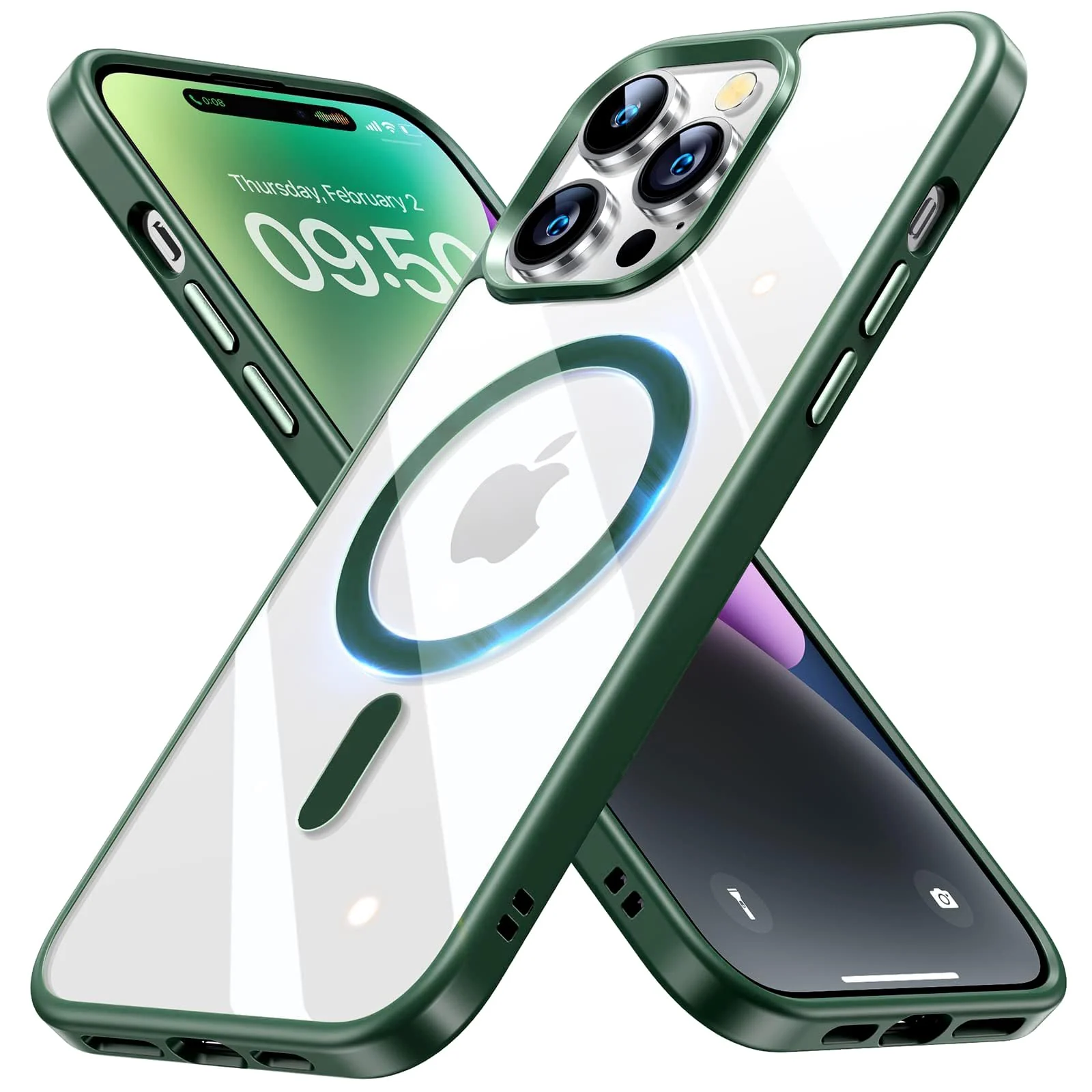 DL3 Mobilak Clear MagSafe-Compatible TPU Case for iPhone 15 Pro Max - Green