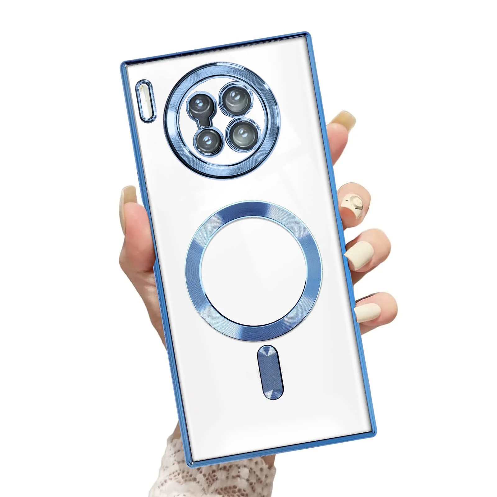 DL3 Mobilak Clear MagSafe-Compatible Magnetic Case for Huawei Mate 30 Pro with Camera Protection and Shockproof Design - Blue