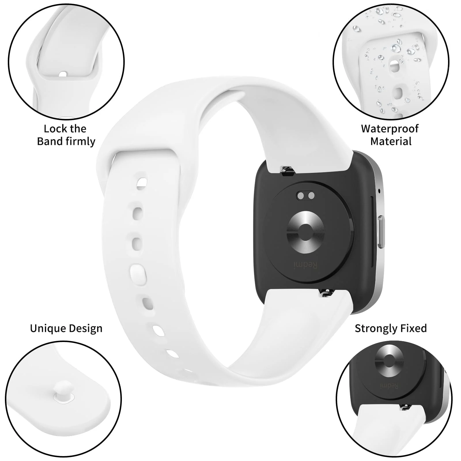 DL3 Mobilak Strap Silicone Compatible With Xiaomi Redmi Watch 3 Active/Redmi Watch 3 Lite, Sport Silicone Watch Band Wrist Strap, Bracelet Wristband Wrist Strap - White
