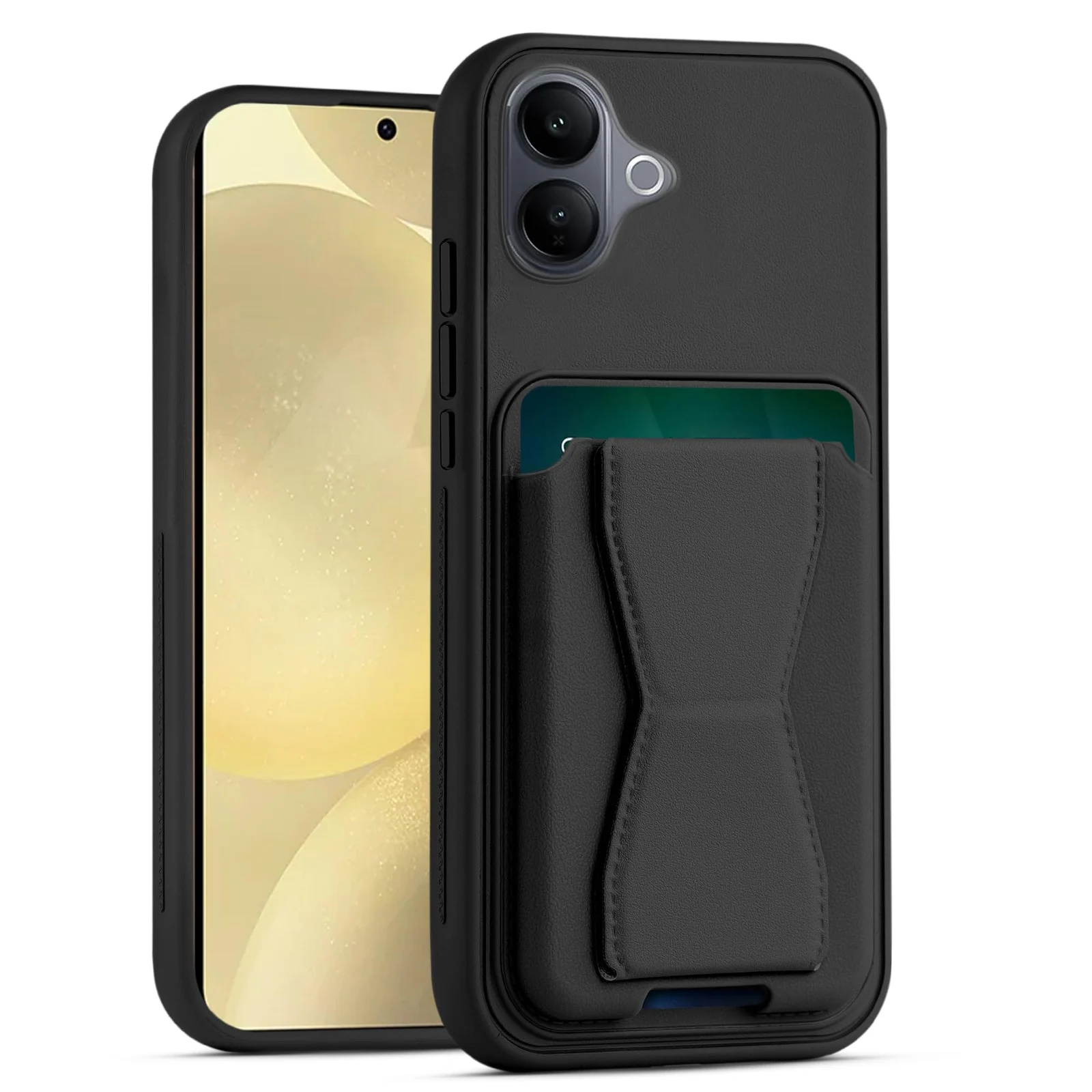 DL3 Mobilak Leather Wallet Case with Card Slot for V60 Lite 5G / 4G with Camera Protection and Shockproof Design - Black