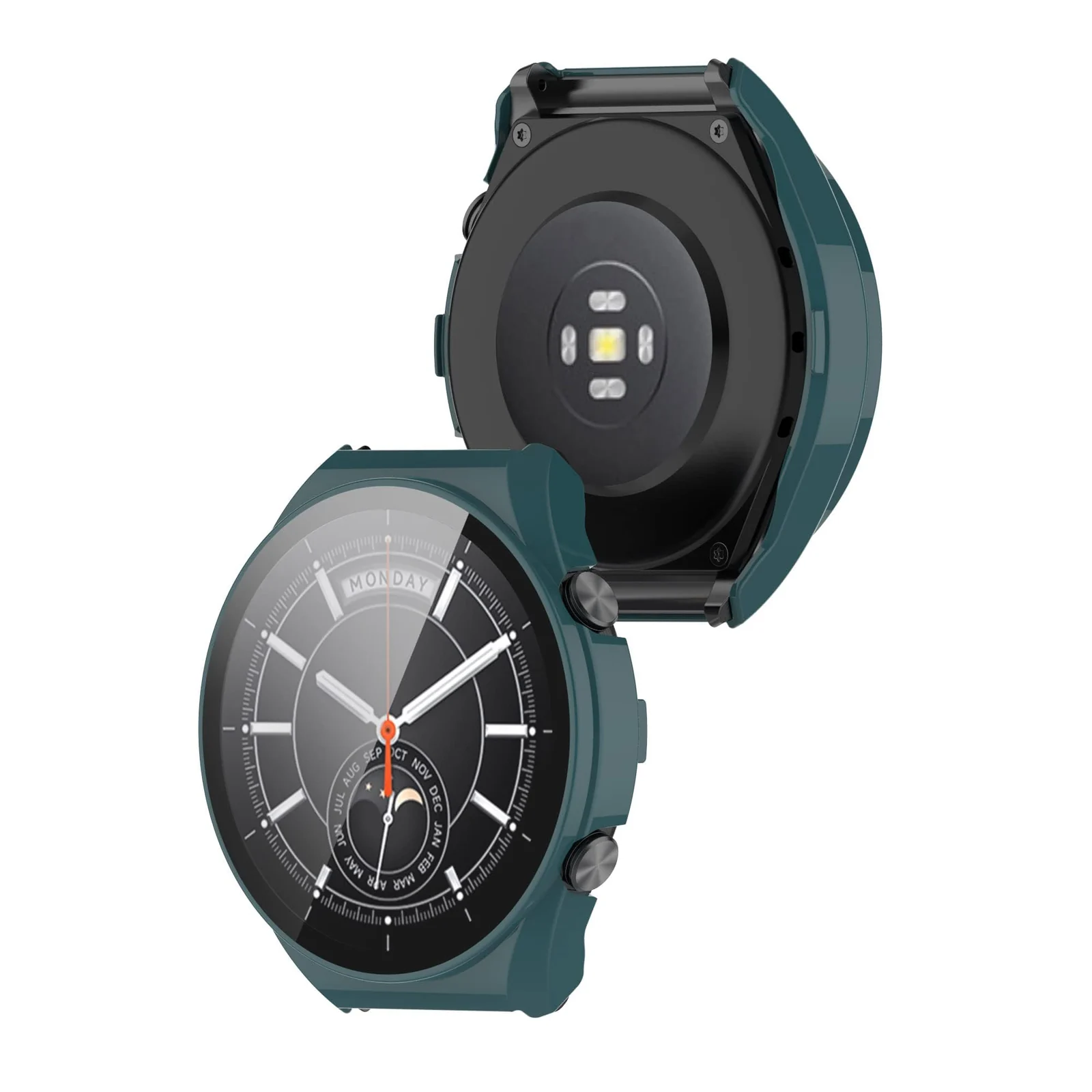 DL3 Mobilak Case with Screen Protector for Xiaomi Watch S1, Bumper Full Coverage Hard PC Overall Protective Cover, Built-in Tempered Glass Film High Sensitivity For Xiaomi Watch S1 - Green