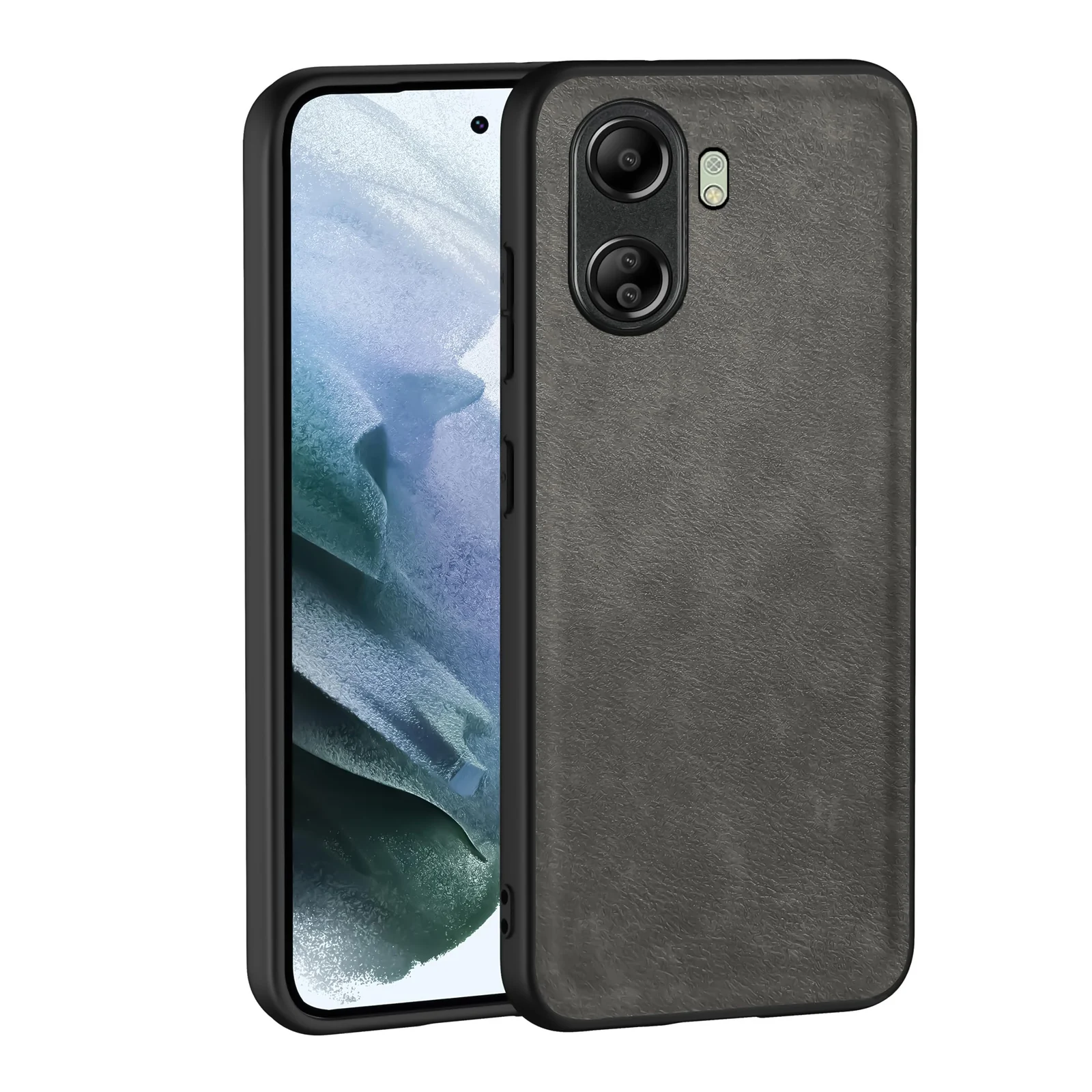 Dl3 Mobilak Case for Xiaomi Redmi 13C Leather Case,Anti-Drop, Anti-Shock, Non-Slip Texture,Simple Cell Phong Cover (Black)