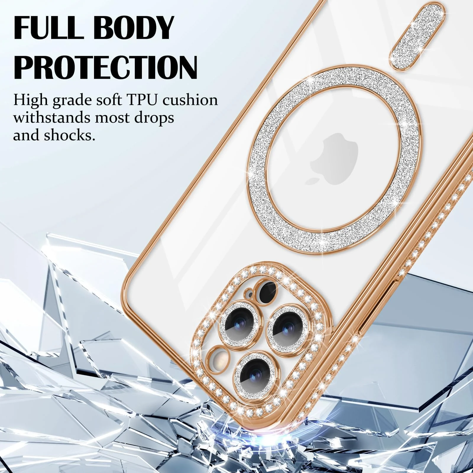 DL3 Mobilak MagSafe-Compatible Magnetic Case for iPhone 11 Pro with Camera Protection and Magnetic Car-Mount Support - Gold