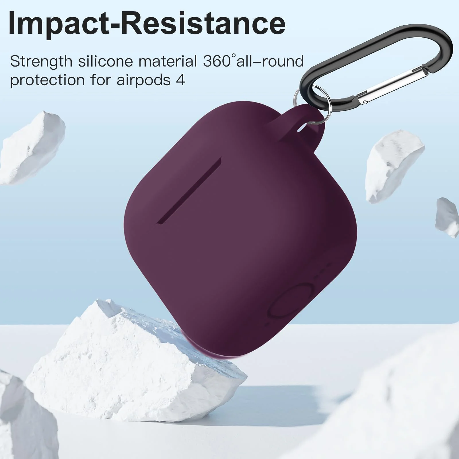 DL3 Mobilak Compatible with AirPods 4 Case (2024), Soft Silicone Full Protective Case Cover with Keychain, For Apple AirPods 4th Generation for Women Men - Wine Red
