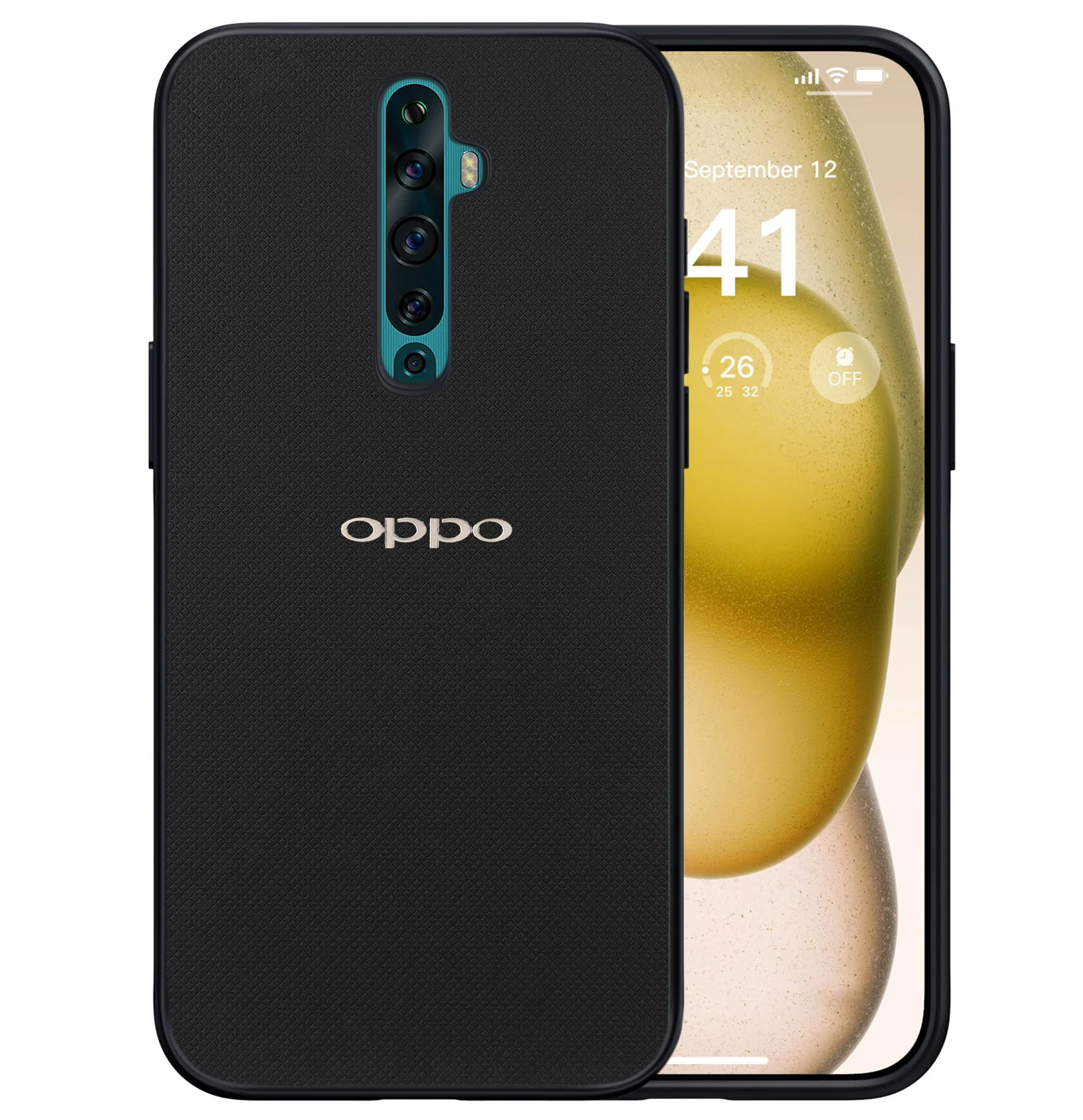 Dl3 Mobilak Compatible with Oppo Reno 2F / Reno 2Z Case Dual Layer Heavy Duty Cell Phone Protective Cover Shockproof Rugged with Non-Slip Textured - Black