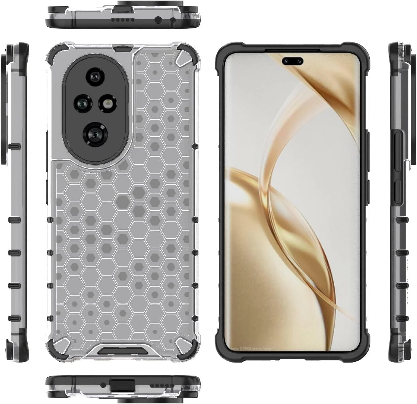 DL3 Mobilak Honeycomb Protective Case for Honor 200 5G, Shock-absorbing protection, Transparent design, Slim, lightweight profile - Clear
