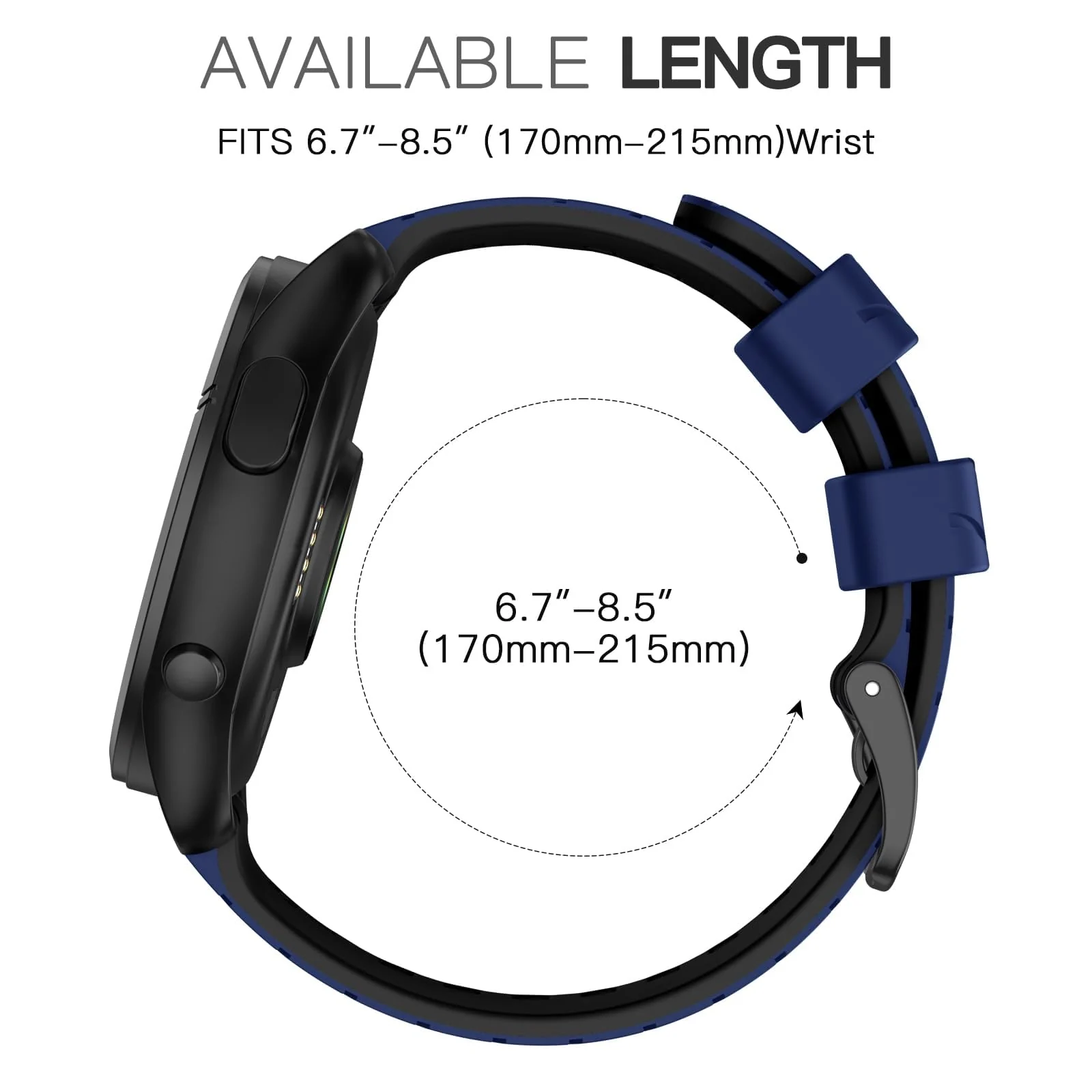 DL3 Mobilak Silicone Sport Band 22MM Strap For Xiaomi Redmi Watch 5 Active/5 Lite/Samsung Galaxy Watch 3 45mm/Watch 46mm/Gear S3/Huawei watch GT5 GT4 GT3 GT2 GT 46MM/GT2E/GT3 Pro/GT 5 Pro - Blue/black