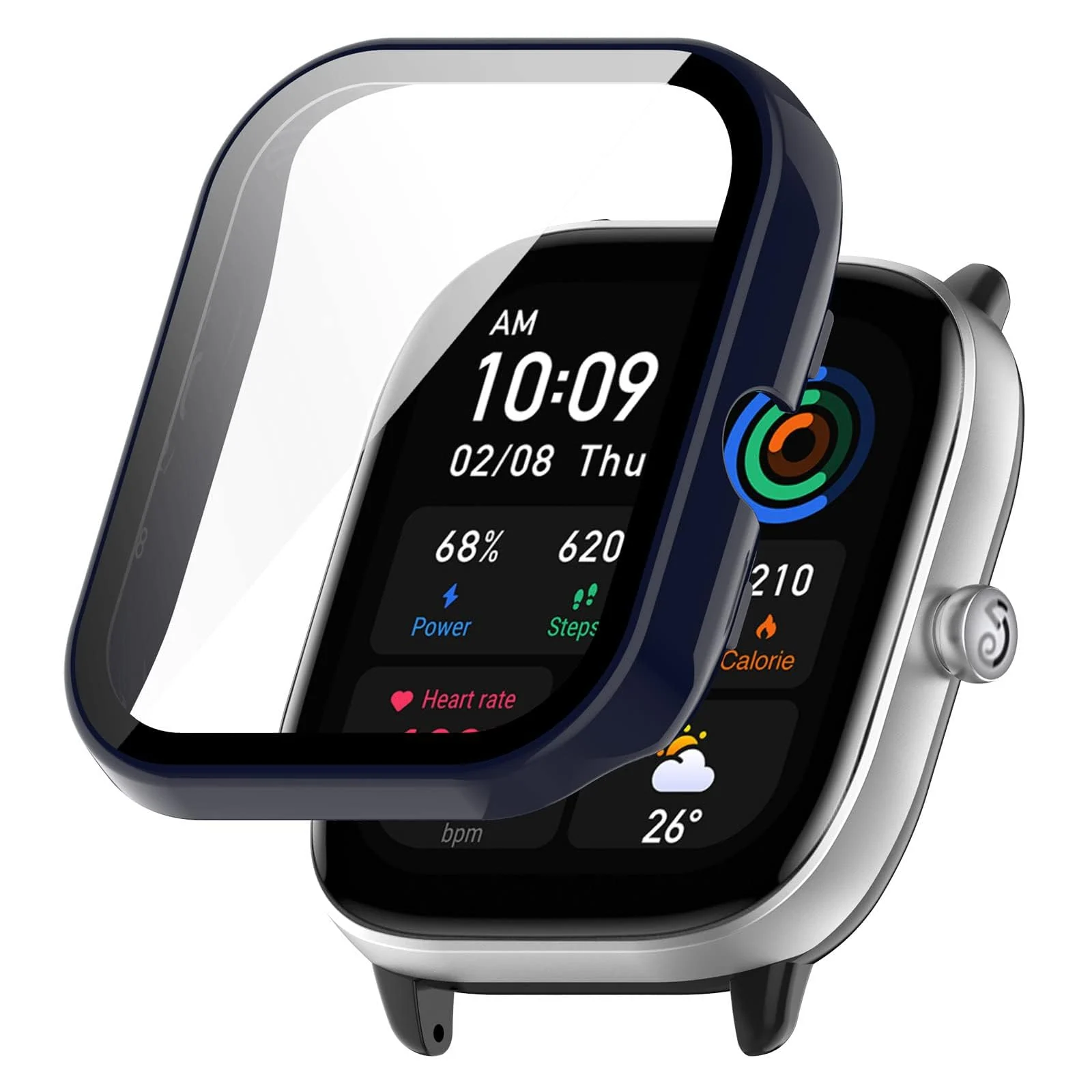 DL3 Mobilak Protective Case Compatible with Amazfit GTS 2 Mini 9H Hardness PC Case Bumper Full Slim Protective Cover with Tempered Glass For Amazfit GTS2 Mini - Blue