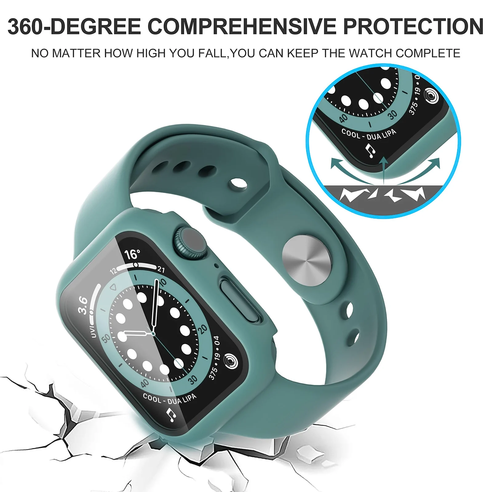 DL3 Mobilak Hard Case Designed for Apple Watch Series 9/8/7 45mm, Built-in 9H [HD Clear] Tempered Glass Screen Protector, [Full Protection] Slim Cover for iWatchSeries 9/8/7 45mm - Pine Green