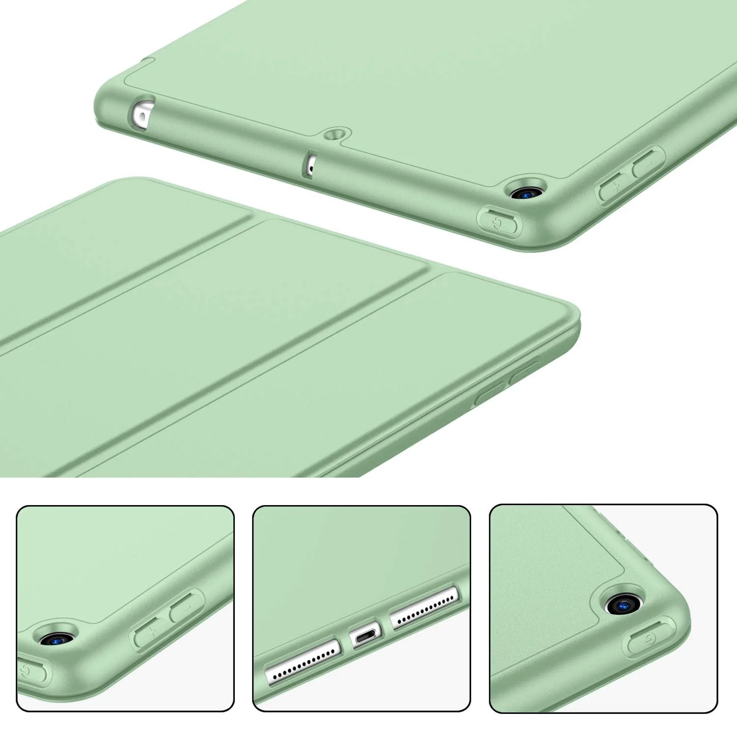 DL3 Mobilak Case For iPad 9.7-inch, (2018/2017), iPad Pro 9.7 Inch 2016, iPad Air 2nd/1st Smart Cover with Pencil Holder and Soft Silicone Back, Full Body Protection, Auto Wake/Sleep - Mint Green