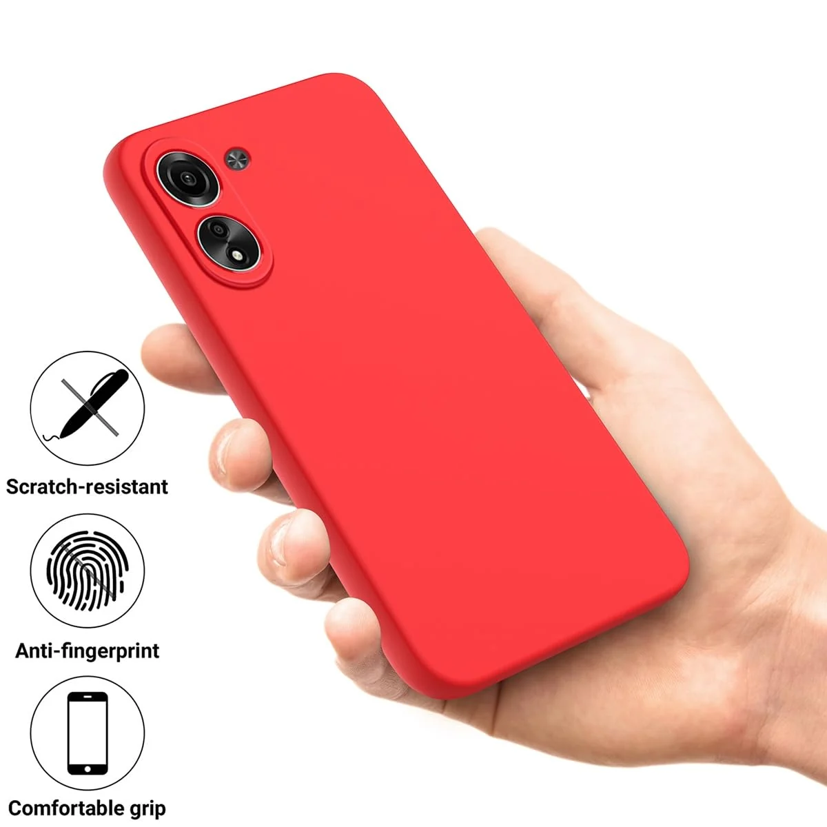 DL3 Mobilak Soft Silicone Protective Case for Xiaomi Redmi 13C with Microfiber Lining and Shockproof Design - Red
