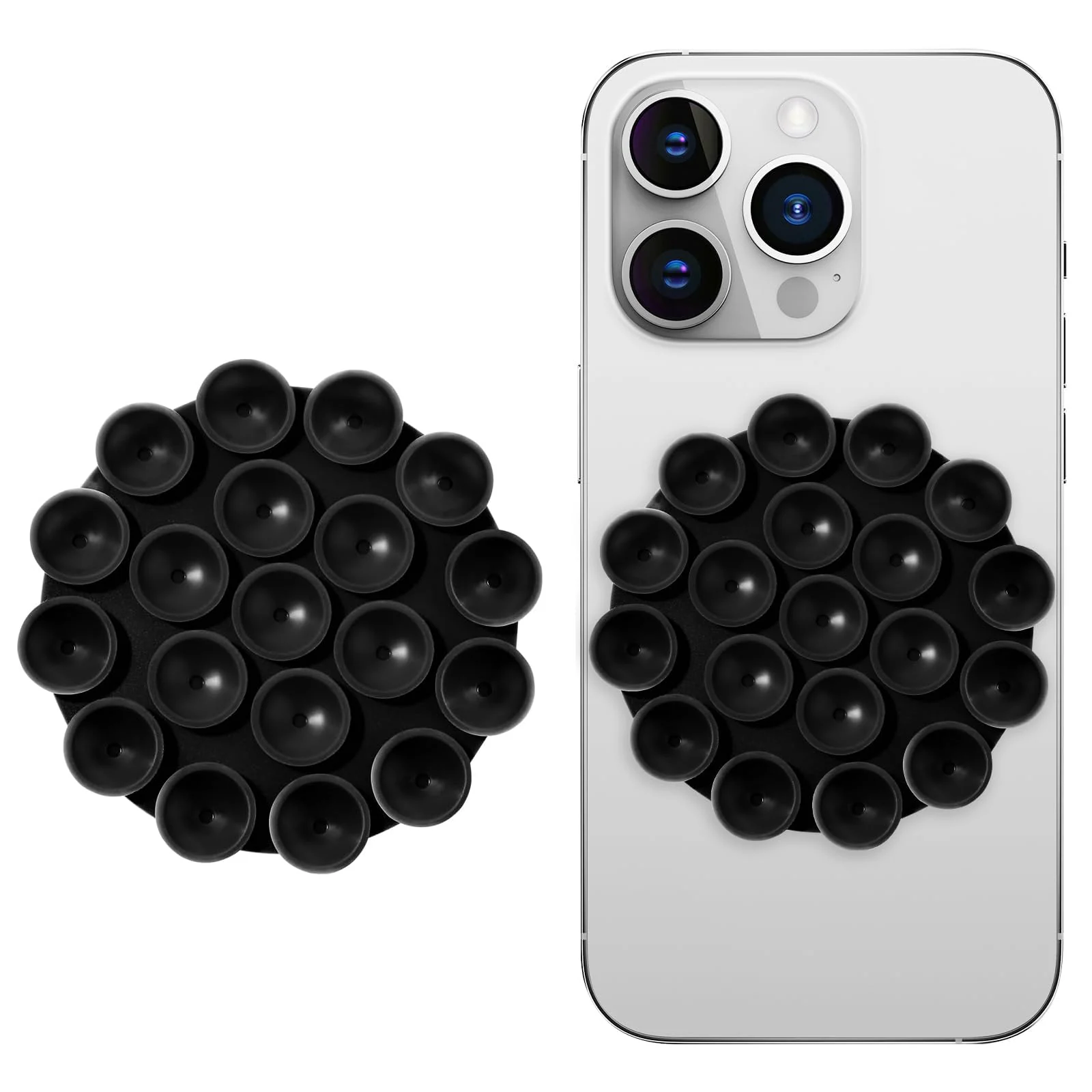 DL3 Mobilak Silicone Suction Cup Phone Mount for iPhone and Android, Double-sided suction design, Hands-free phone support, Strong suction grip - A Black