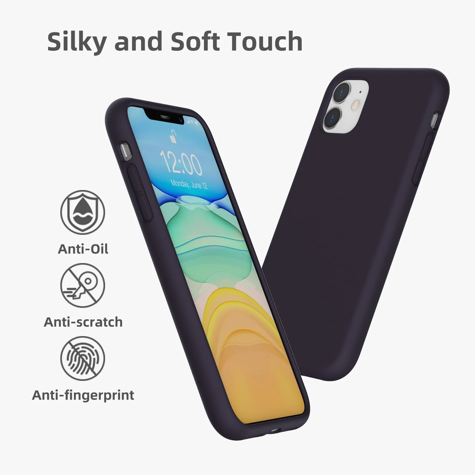 DL3 Mobilak Liquid Silicone Protective Case for iPhone 11 (6.1 Inch) with Camera Protection and Microfiber Lining - Deep Purple