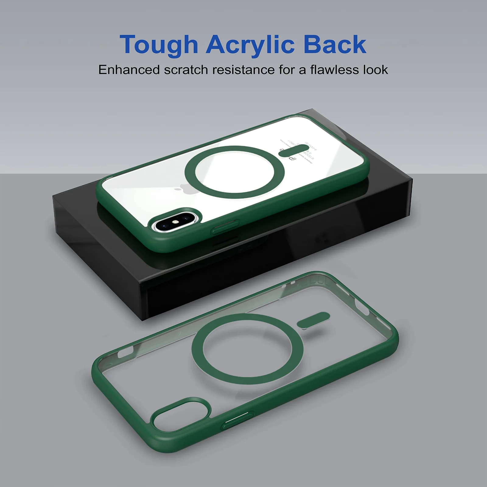DL3 Mobilak MagSafe-Compatible Clear Magnetic Case for iPhone X / iPhone XS - Green