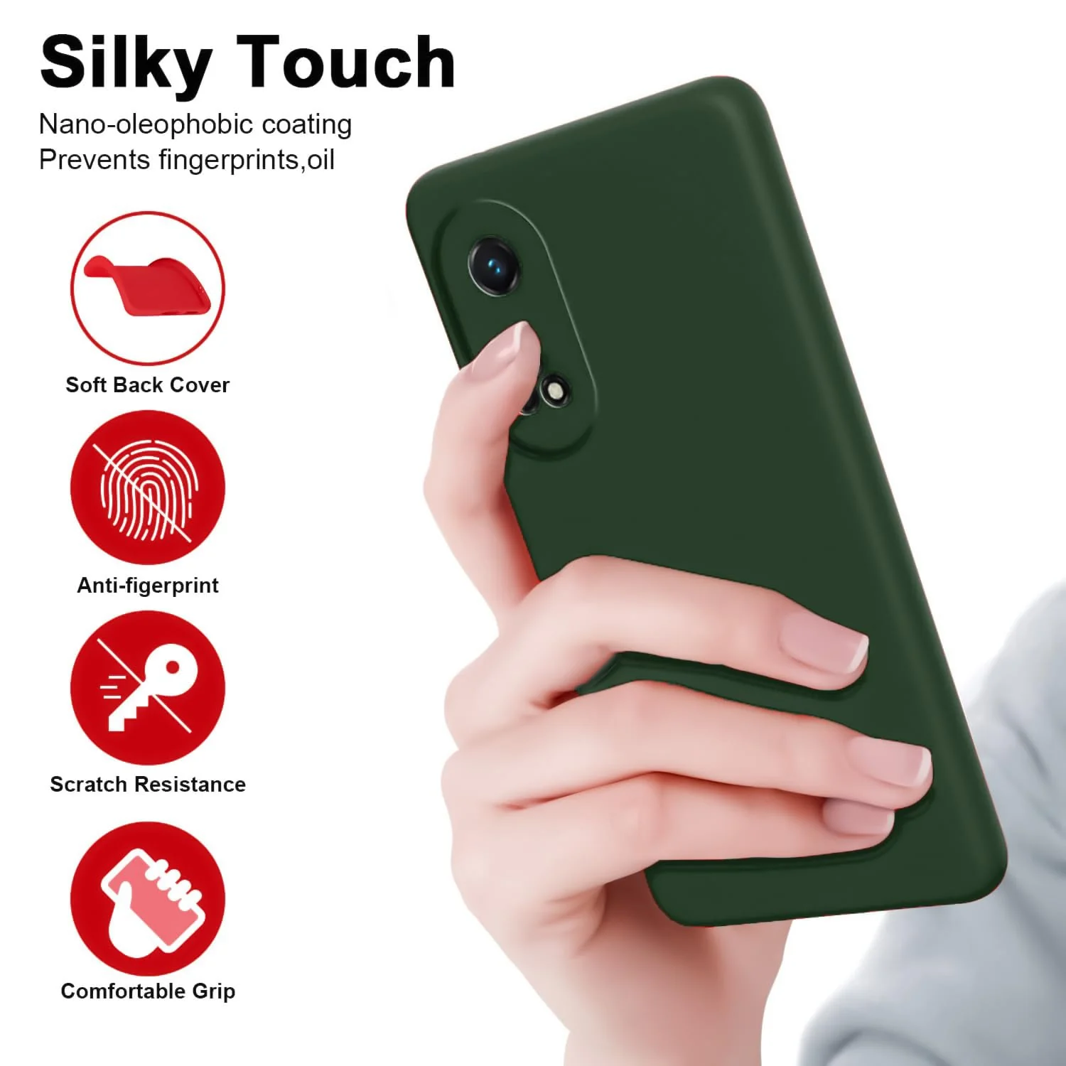 DL3 Mobilak OPPO Reno 8T 4G (Not 5G) Case, Soft Flexible Silicone Gel Rubber Bumper Cover, Full Body Shockproof Protective Phone Case - Green