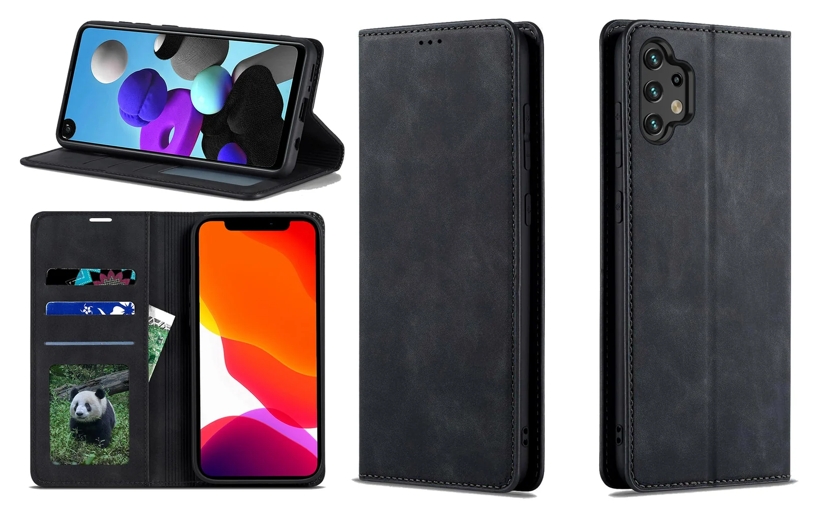 Dl3 Mobilak Premium PU Leather Flip Folio Case for Samsung Galaxy A13 4G (Not 5G), Magnetic Closure Protective Case Kickstand Card Cash Slot Shockproof Durable Wallet Cover Soft TPU (Black)