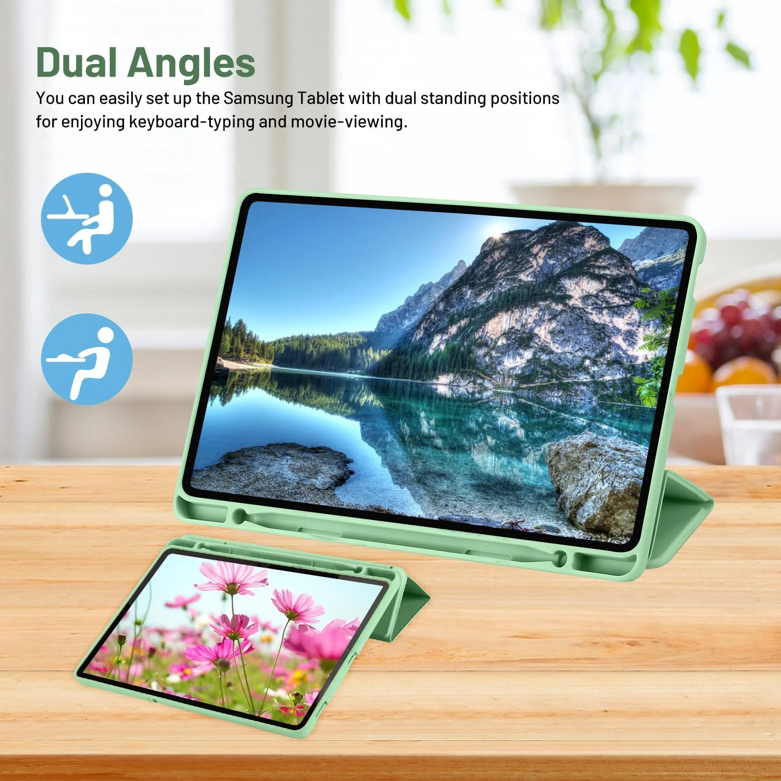 DL3 Mobilak Smart Case For Samsung Galaxy Tab S6 Lite 10.4 inch 2022 (SM-P613/P619) & 2020 (SM-P610/P615) with Pencil Holder, Soft TPU Smart Stand Back Cover Auto Wake/Sleep - Mint Green