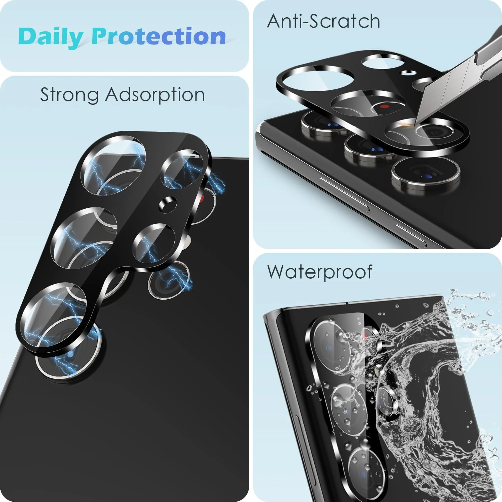 DL3 Mobilak Samsung Galaxy S24 Ultra Camera Lens Protector Tempered Glass Screen Protector HD [Full Coverage][Anti-Scratch] Drop Protection Ultra Clear/Thin Lens Protector Case - Black