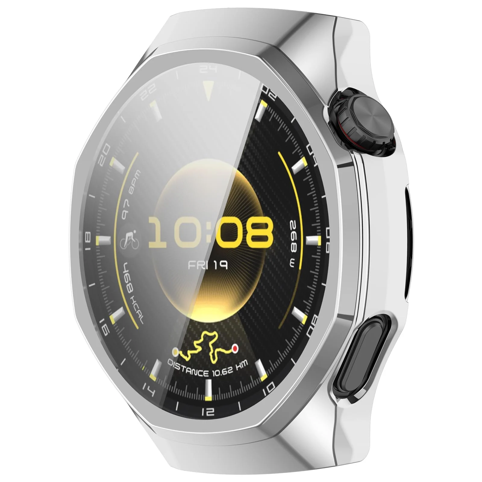 DL3 Mobilak Case Compatible with Huawei Watch GT6 Pro 46mm All-Around with Built-in Screen Protector Watch Soft TPU Shockproof Cover Slim Guard Thin Bumper Shell Protector for GT 6 Pro 46 mm - Silver