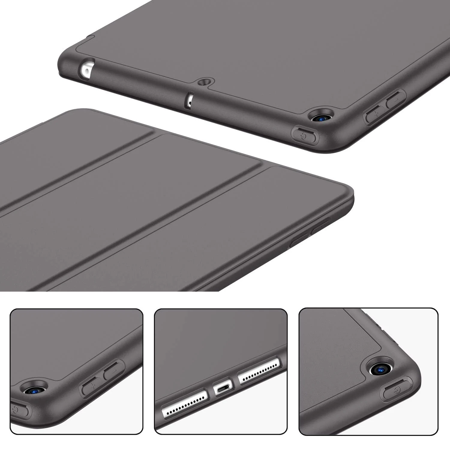 DL3 Mobilak Case For iPad 9.7-inch, (2018/2017), iPad Pro 9.7 Inch 2016, iPad Air 2nd/1st Smart Cover with Pencil Holder and Soft Silicone Back, Full Body Protection, Auto Wake/Sleep - Space Gray