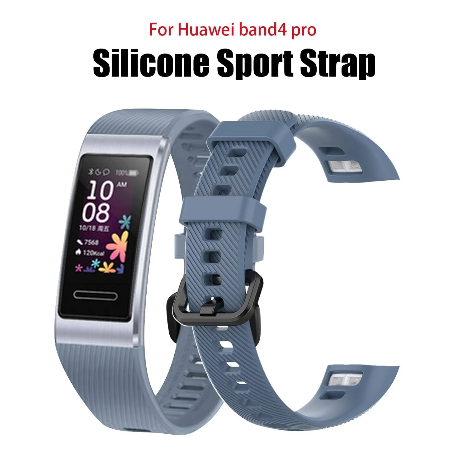 DL3 Mobilak Strap Compatible with Huawei Band 4 Pro/Huawei Band 3 Pro/Huawei Band 3, Soft Silicone Sports Bracelet for Huawei Band 4 Pro/Band 3 Pro/Band3 - Rock Blue