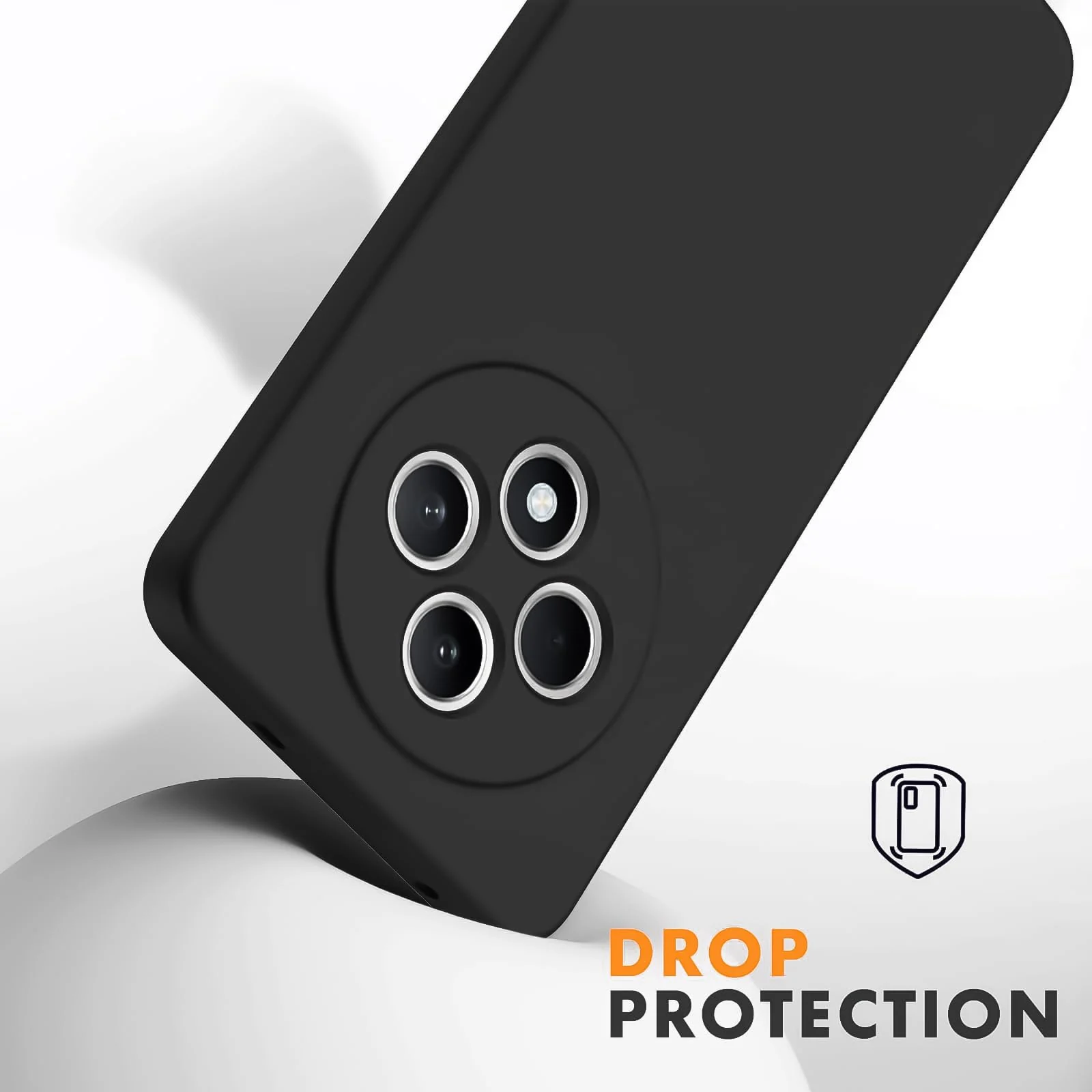 DL3 Mobilak Liquid Silicone Protective Case for OPPO Reno 12F with Camera Protection and Microfiber Lining - Black