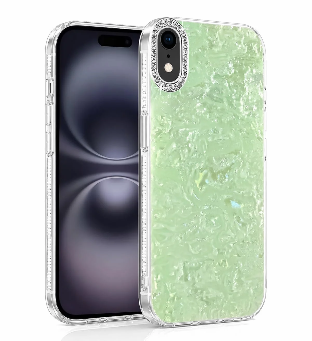 DL3 Mobilak Glitter Rhinestone Protective Case for iPhone XR with Shockproof Design - Mint Green
