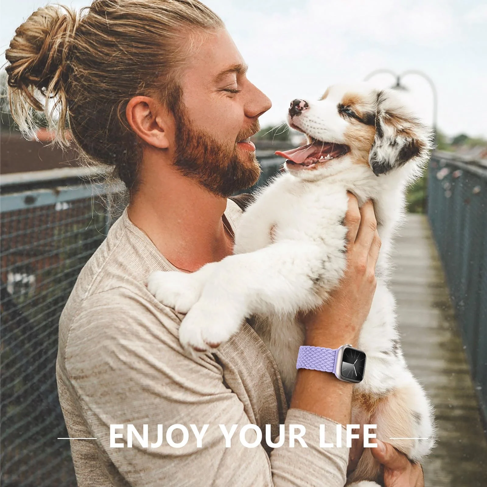 DL3 Mobilak Sport Solo Loop Compatible with Apple Watch Band 42mm 44mm 45mm 46mm 49mm for Women Men, Magnetic Strap Stretchy Braided Wristband for iWatch Series 11 10 9 8 7 6 5 4 3 Ultra 3 2 1 SE SE2 - Light Purple