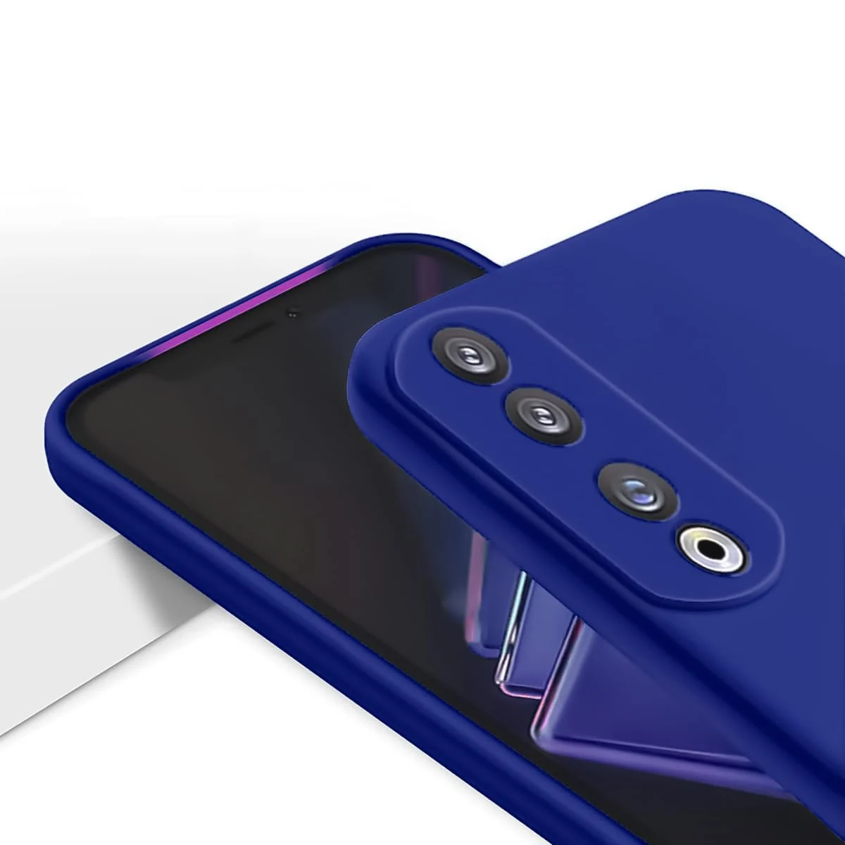 DL3 Mobilak Soft Silicone Protective Case for Honor 90 with Microfiber Lining and Shockproof Design - Pepsi