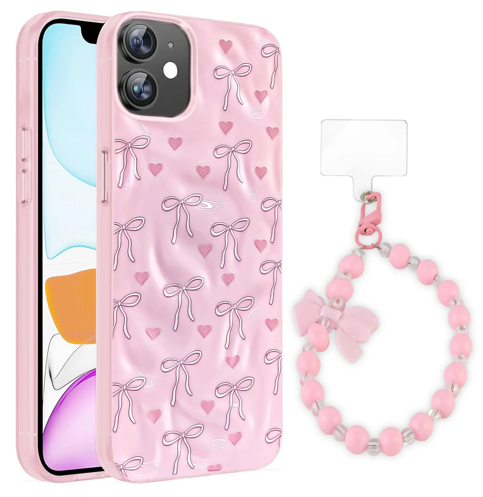 Dl3 Mobilak Case Compatible with iPhone 11, Cute Printed Soft TPU Phone Cover with Beaded Wrist Strap, Shockproof Camera Protection, Slim Protective Case for Women & Girls - Style 2