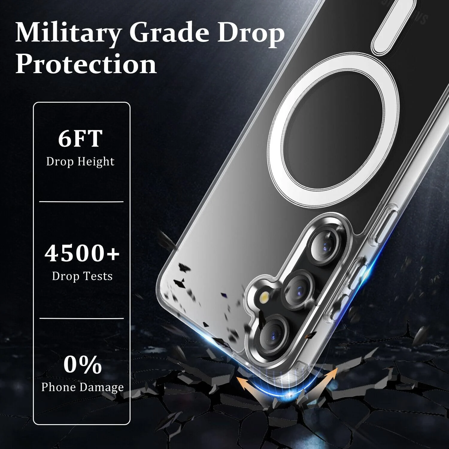 DL3 Mobilak Clear MagSafe-Compatible Magnetic Case for Samsung Galaxy S24 Plus 5G with Shockproof Design - Clear