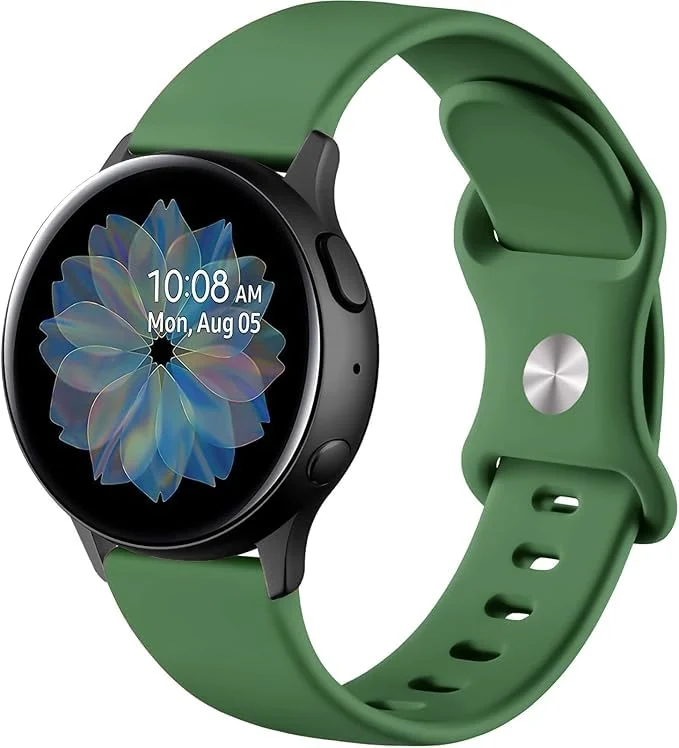 Silicone Band 20MM For Samsung Gear Sport, Galaxy Watch 4/5/5 Pro, S2 Classic, Galaxy 42MM, Active 40/44MM, Active 2 40/44MM, Amazfit GTR 42MM, GTS 3/2 mini/2e (Black)