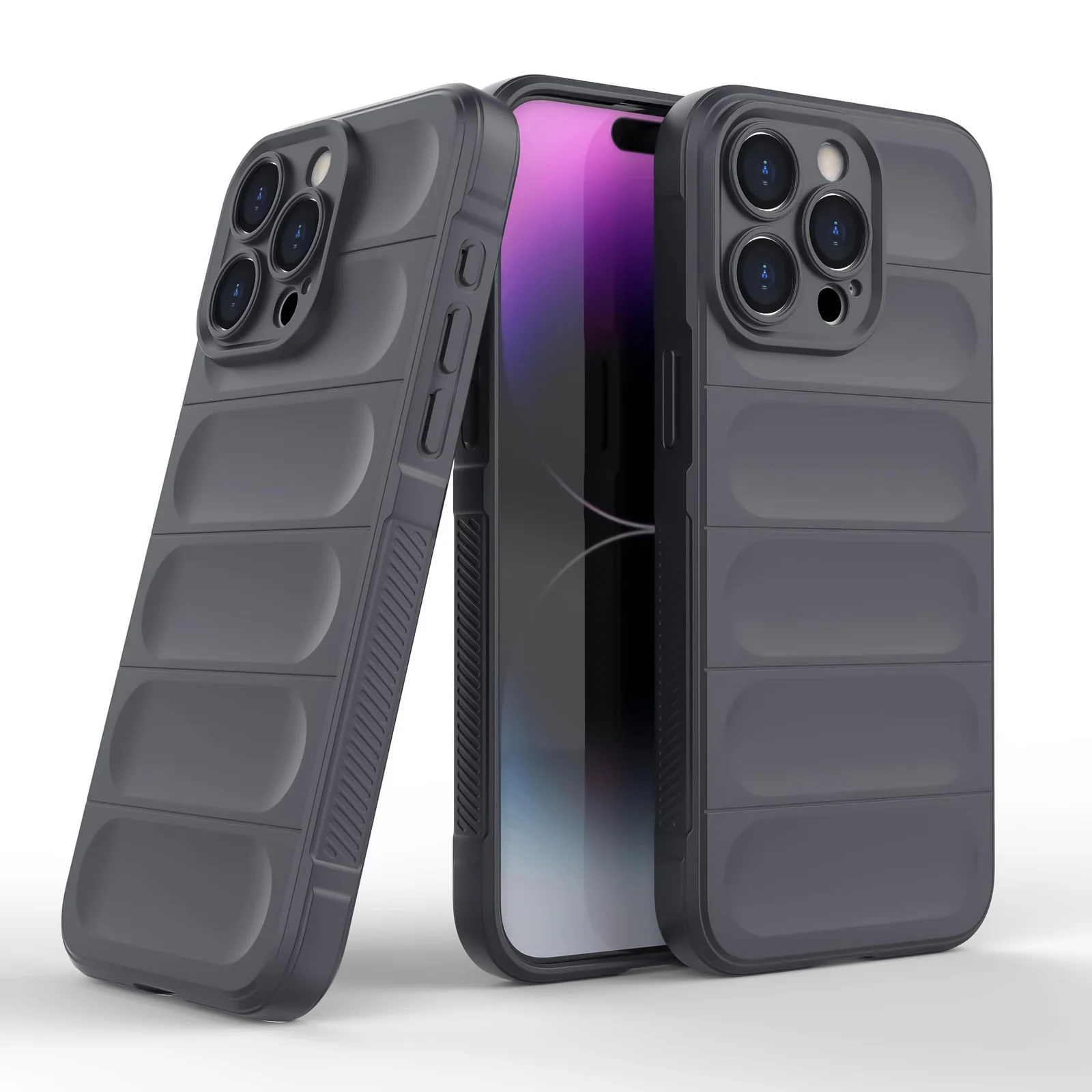 DL3 Mobilak Silicone Case for Apple iPhone 15 Pro Max Heavy Duty Protective [Slim Fit] Shockproof Soft Flexible Protective Design Shock-Absorption TPU Cover With Camera Protection - Dark Gray