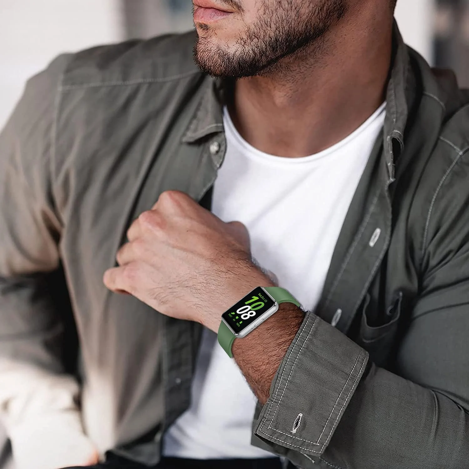 DL3 MOBILAK Soft Silicone Sport Watch Strap for Samsung Galaxy Fit 3, Army Green