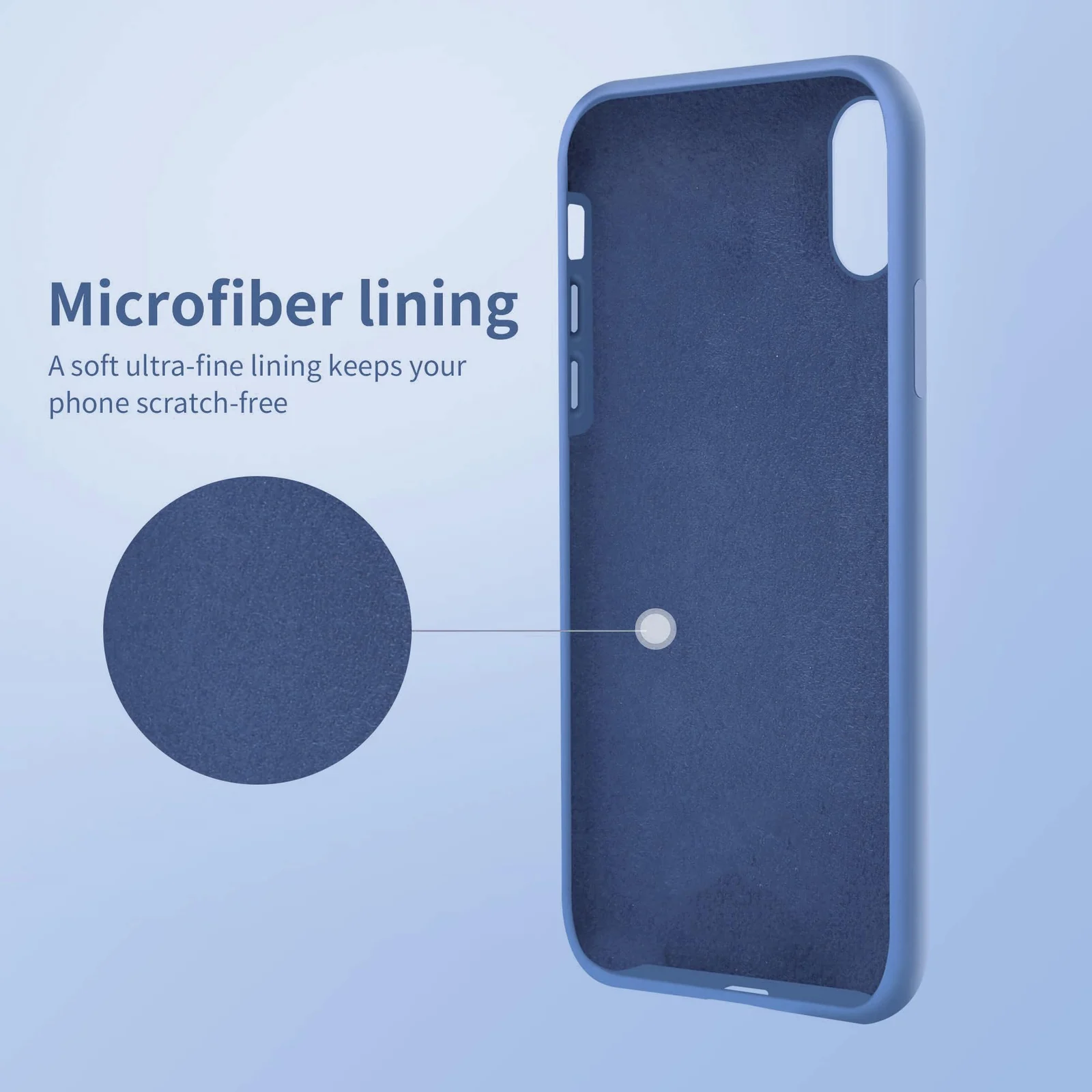 DL3 Mobilak Liquid Silicone Protective Case for iPhone XS Max with Camera Protection and Microfiber Lining - Light Blue