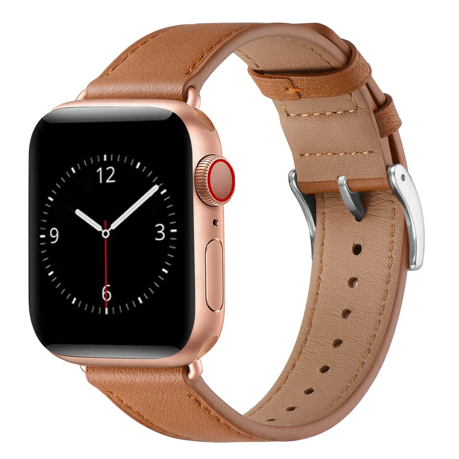 DL3 Mobilak Compatible with Apple Watch Band 49mm 46mm 45mm 44mm 42mm Leather Band Replacement Strap, Soft Leather Bracelet for iWatch Series 11 10 9 8 7 6 5 4 SE SE2 Ultra 3 2 1 - Brown