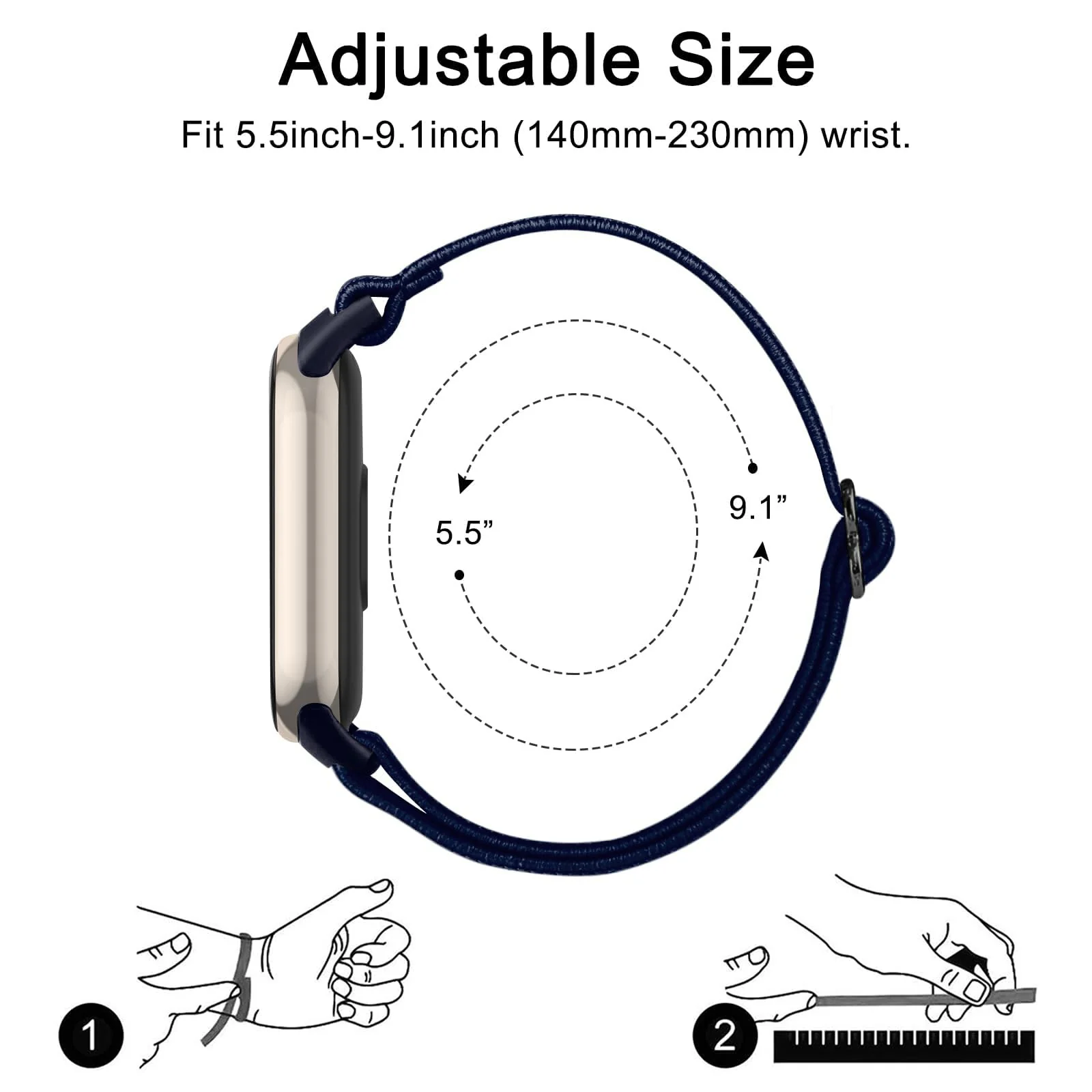 DL3 Mobilak Strap for Xiaomi Mi Band 10 / Xiaomi Mi Band 9 / Xiaomi Mi Band 8, Elastic Nylon Straps, Adjustable Breathable Replacement Bracelet for Xiaomi Smart Band 8/9/10 for Women Men - Blue