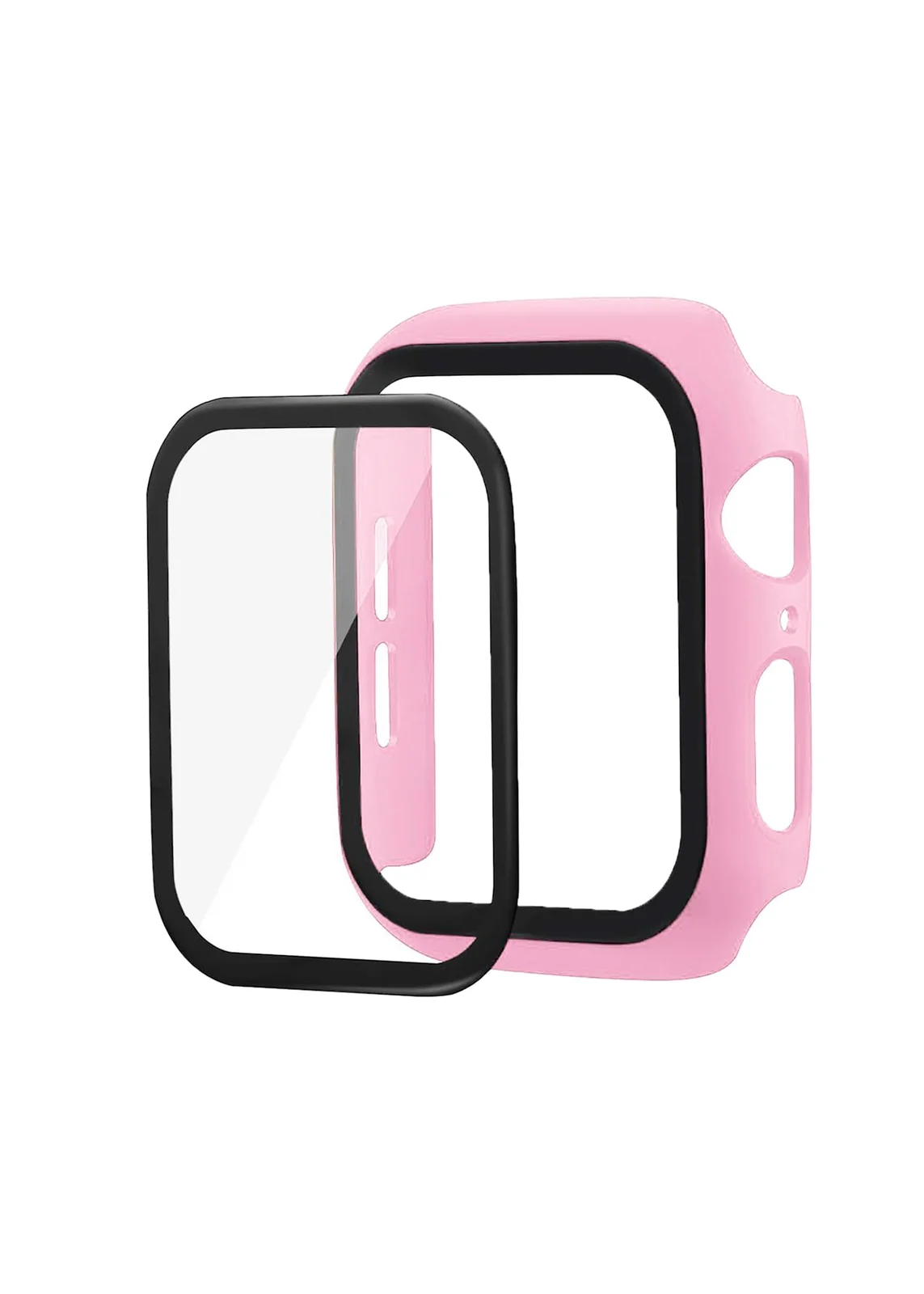 DL3 Mobilak Band with Case Compatible with Apple Watch 44mm, Silicone Sport Wristband Replacement, Strap With Cover Built-in Glass Screen Protector for iWatch Series 6 5 4 SE SE 2 - Pink