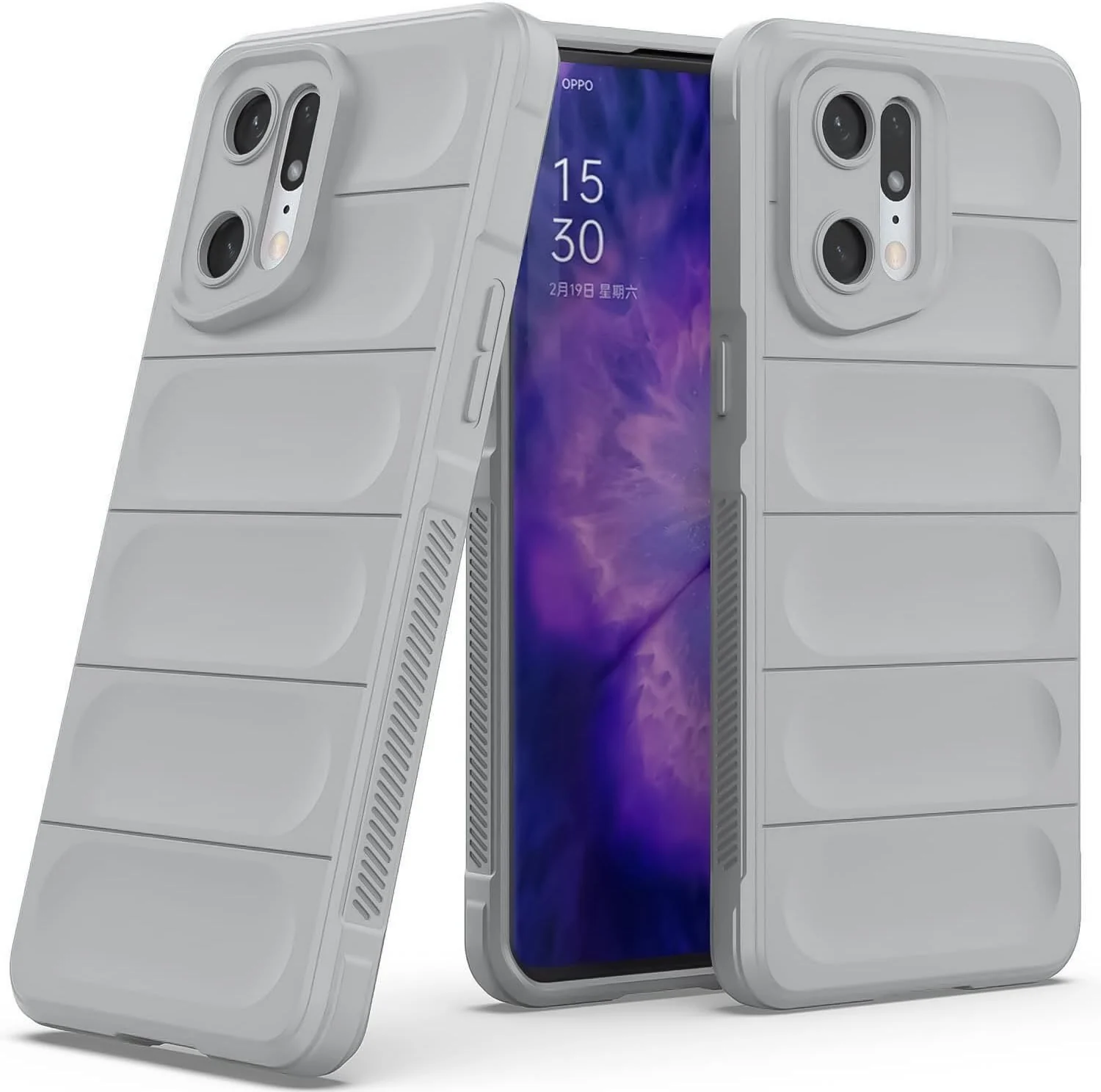 DL3 Mobilak Silicone Case for OPPO Find X5 Heavy Duty Protective [Slim Fit] Shockproof Soft Flexible Protective Design Shock-Absorption TPU Cover With Camera Protection - Gray