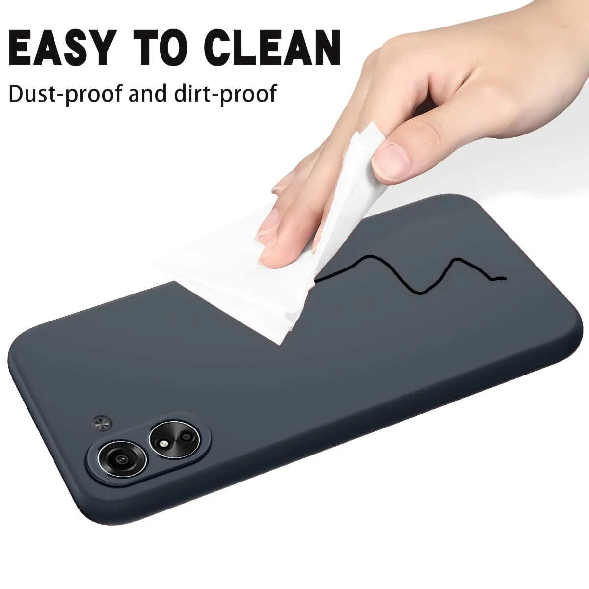 DL3 Mobilak Silicone Protective Case for Xiaomi Redmi 13C, Shock-absorbing protection, Scratch-resistant surface, Soft microfiber lining - MidNight Blue