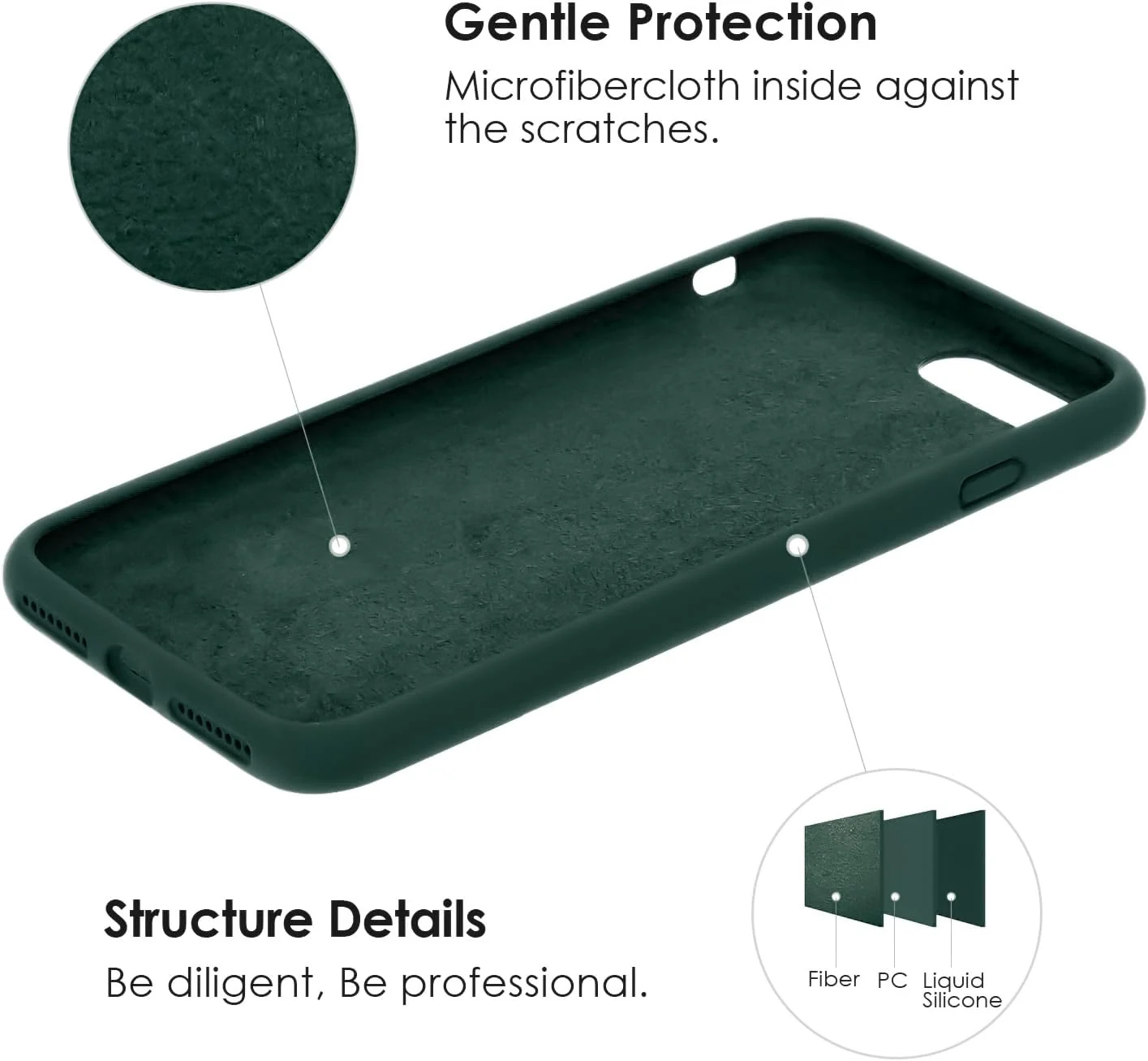 DL3 Mobilak Liquid Silicone Case for iPhone 7 / 8, Shock-absorbing protection, Scratch-resistant surface, Slim, lightweight profile - Green